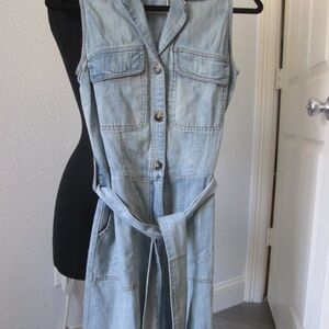 BNWT Faherty sunbleached denim utility romper  - Size XS